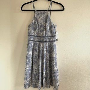 City Triangles Womens Blue and White Floral Lace Dress